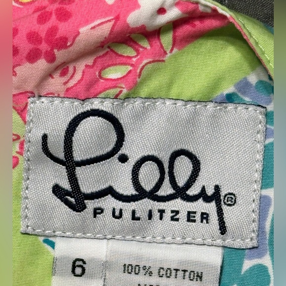 Lilly Pulitzer Patchwork Print Shift Dress Size 6 Sleeveless Cotton Summer - Picture 3 of 9